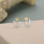 Two Tone Dandelion Flower Stud Earrings