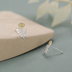 Two Tone Dandelion Flower Stud Earrings
