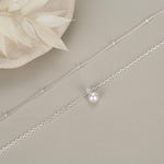 Genuine Freshwater Pearl Double Layer Pendant Necklace in Sterling Silver