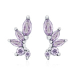 Amethyst Purple CZ Marquise Cluster Stud Earrings in Sterling Silver, Silver or Gold, Marquise Earrings, CZ Wing Earrings, Mini Crawler