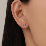 Amethyst Purple CZ Marquise Cluster Stud Earrings in Sterling Silver, Silver or Gold, Marquise Earrings, CZ Wing Earrings, Mini Crawler