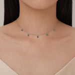 Emerald Green CZ Charm Necklace in Sterling Silver, Silver or Gold, Satellite Crystal Necklace, Solid Silver Necklace