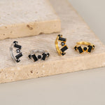 Onyx Black Baguette CZ Cluster Huggie Hoop in Sterling Silver, Silver or Gold, Geometric Hoop Earrings, Irregular Shaped