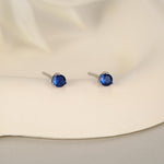 Extra Tiny Sapphire Blue Crystal CZ Stud Earrings in Sterling Silver, Three Prong 2mm Teeny Tiny Stud