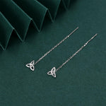 Celtic Trinity Knot Threader Earrings in Sterling Silver, Silver, Gold or Rose Gold, Celtic Trinity Knot Earrings
