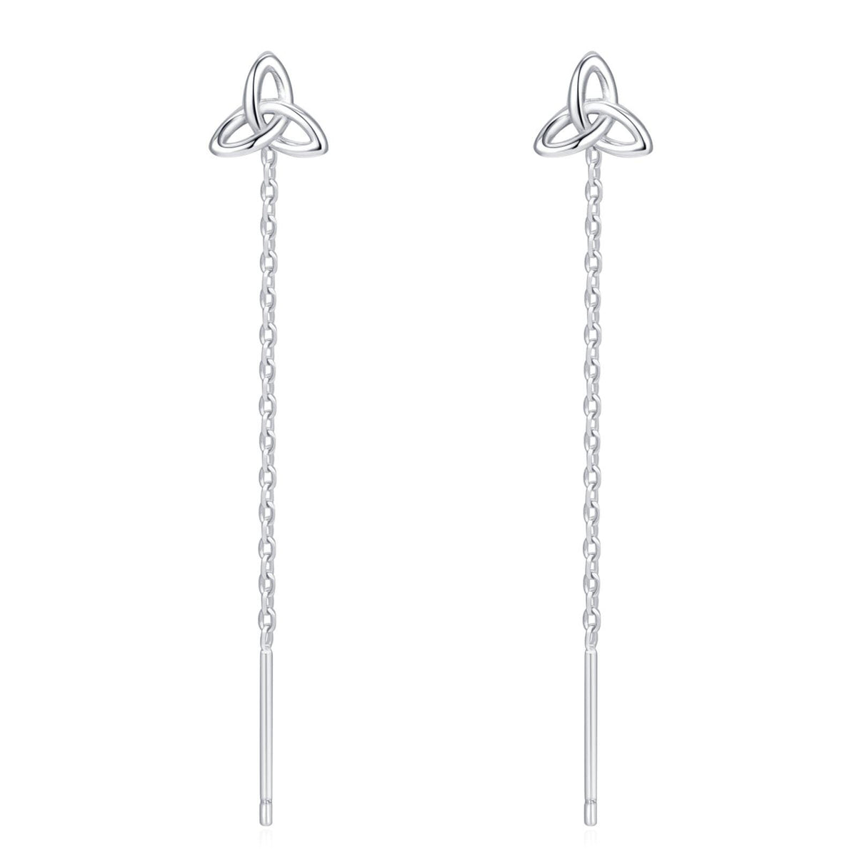Celtic Trinity Knot Threader Earrings in Sterling Silver, Silver, Gold or Rose Gold, Celtic Trinity Knot Earrings