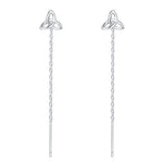 Celtic Trinity Knot Threader Earrings in Sterling Silver, Silver, Gold or Rose Gold, Celtic Trinity Knot Earrings