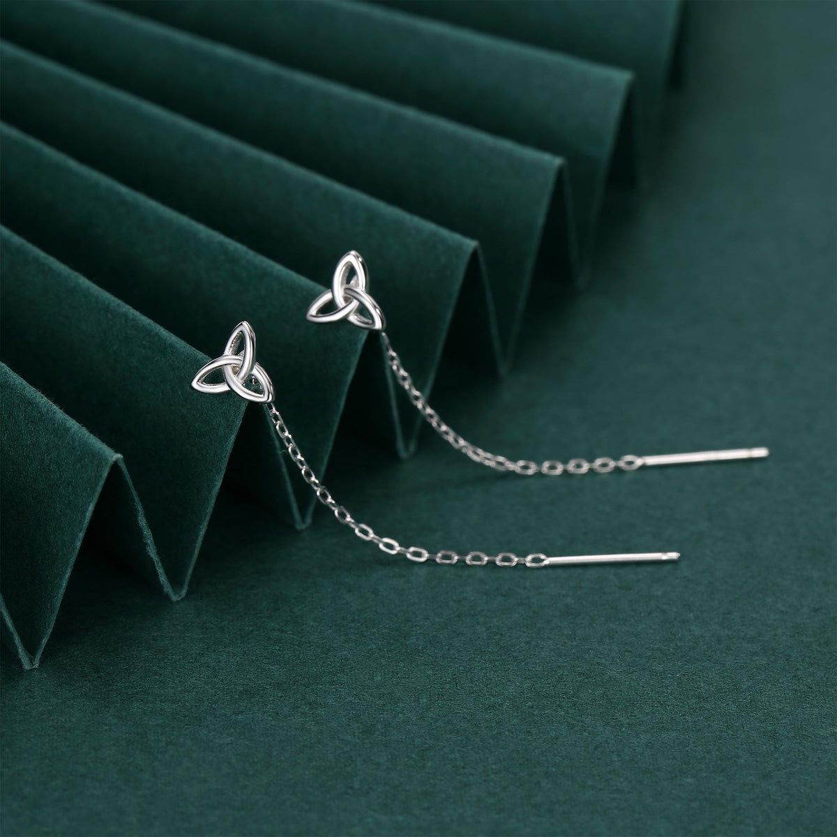 Celtic Trinity Knot Threader Earrings