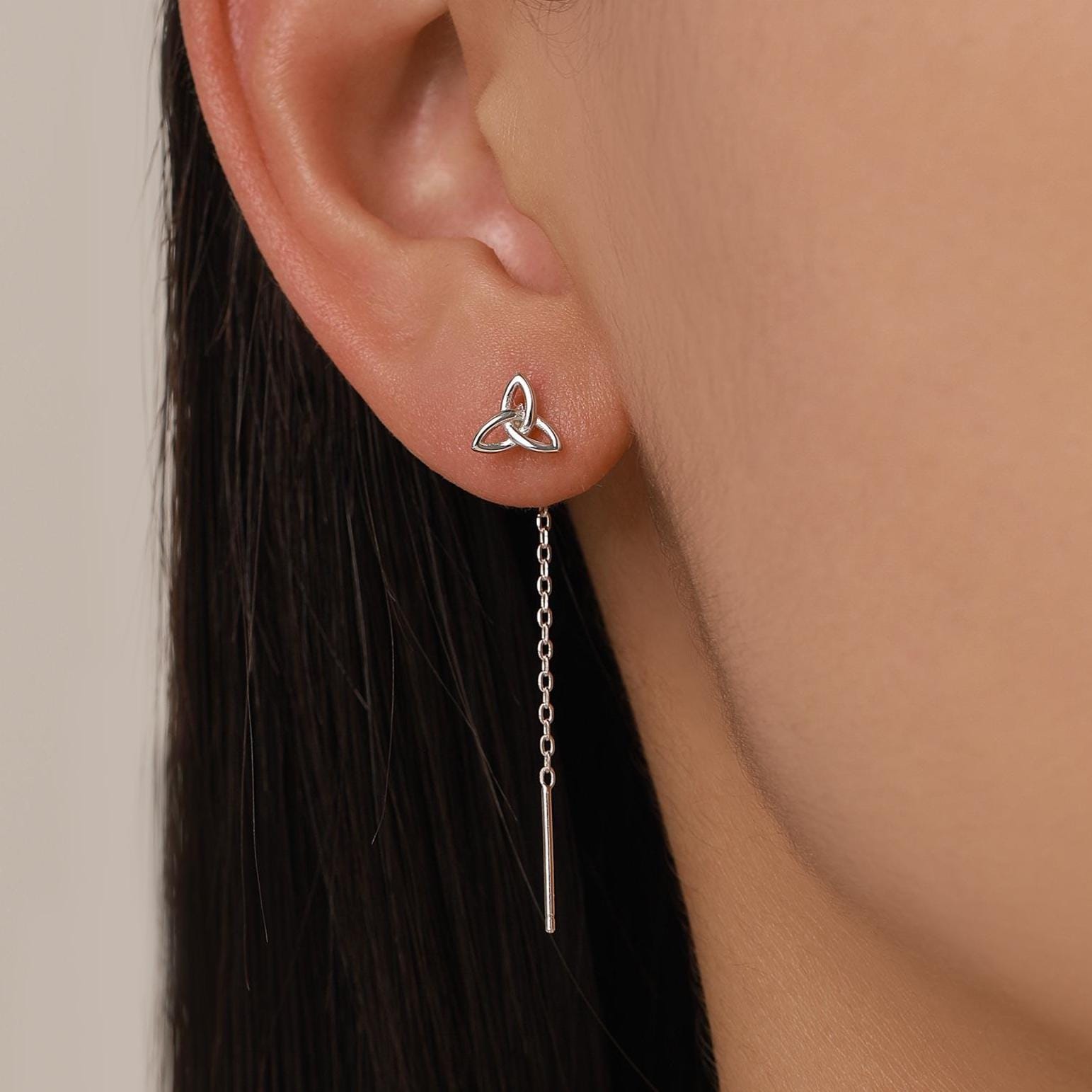 Celtic Trinity Knot Threader Earrings