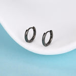 Minimalist Black Huggie Hoops in Sterling Silver, 6mm, 7mm, 8mm, 9mm, 10mm Black Rhodium Clicker Hoops, Sleeper Hoop Earrings, Plain Hoops