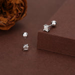 Sterling Silver Princess Cut Moissanite 18G Screw Back Earrings