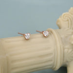 Sterling Silver 3MM Heart Moissanite Stud Earrings - Extra Tiny