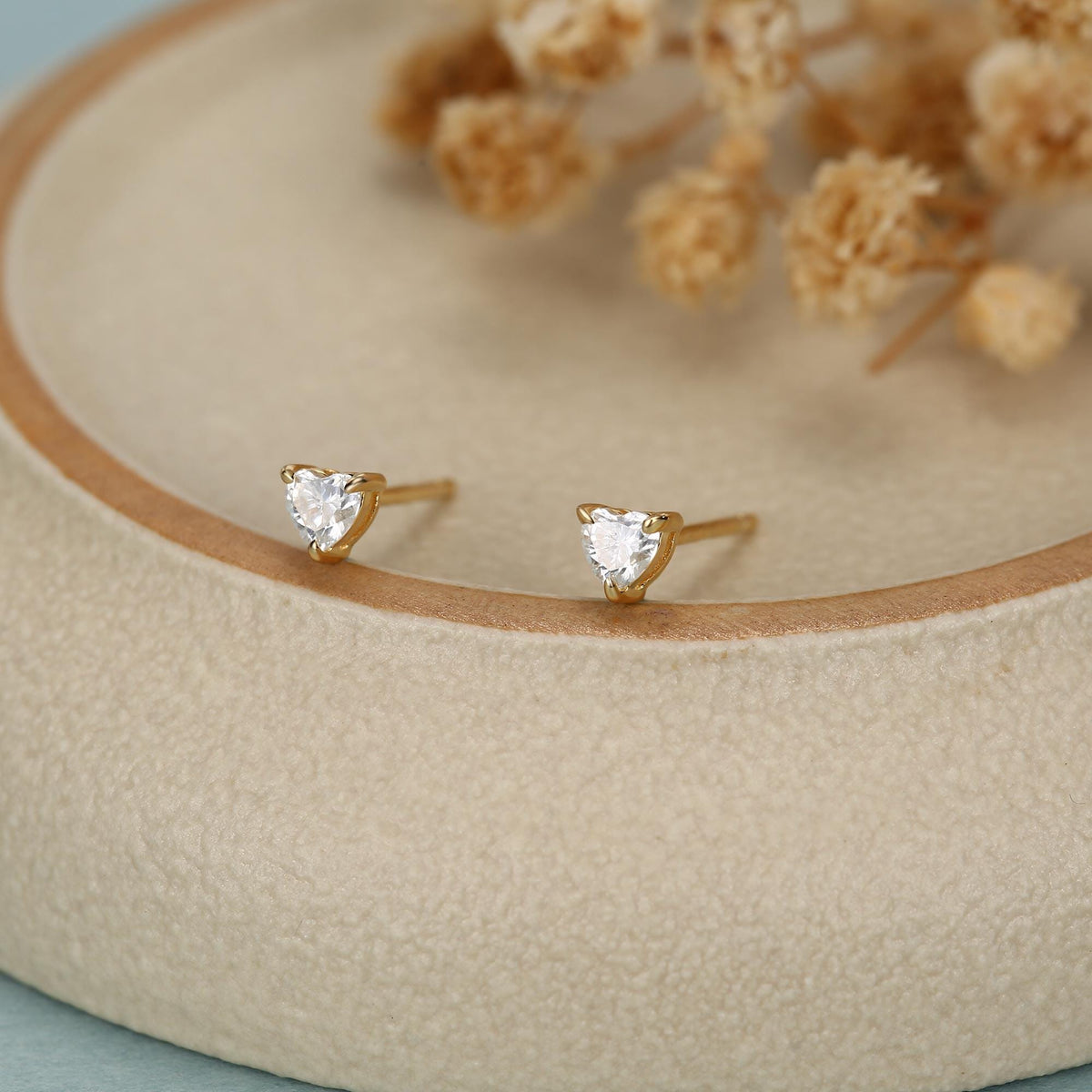 3mm Heart Moissanite Stud Earrings