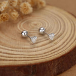Sterling Silver 4mm Heart Moissanite 18G Screw Back Earrings