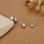 Sterling Silver 4mm Heart Moissanite 18G Screw Back Earrings