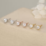 Sterling Silver 4MM Heart Moissanite Stud Earrings