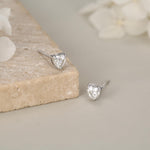 Sterling Silver 4MM Heart Moissanite Stud Earrings