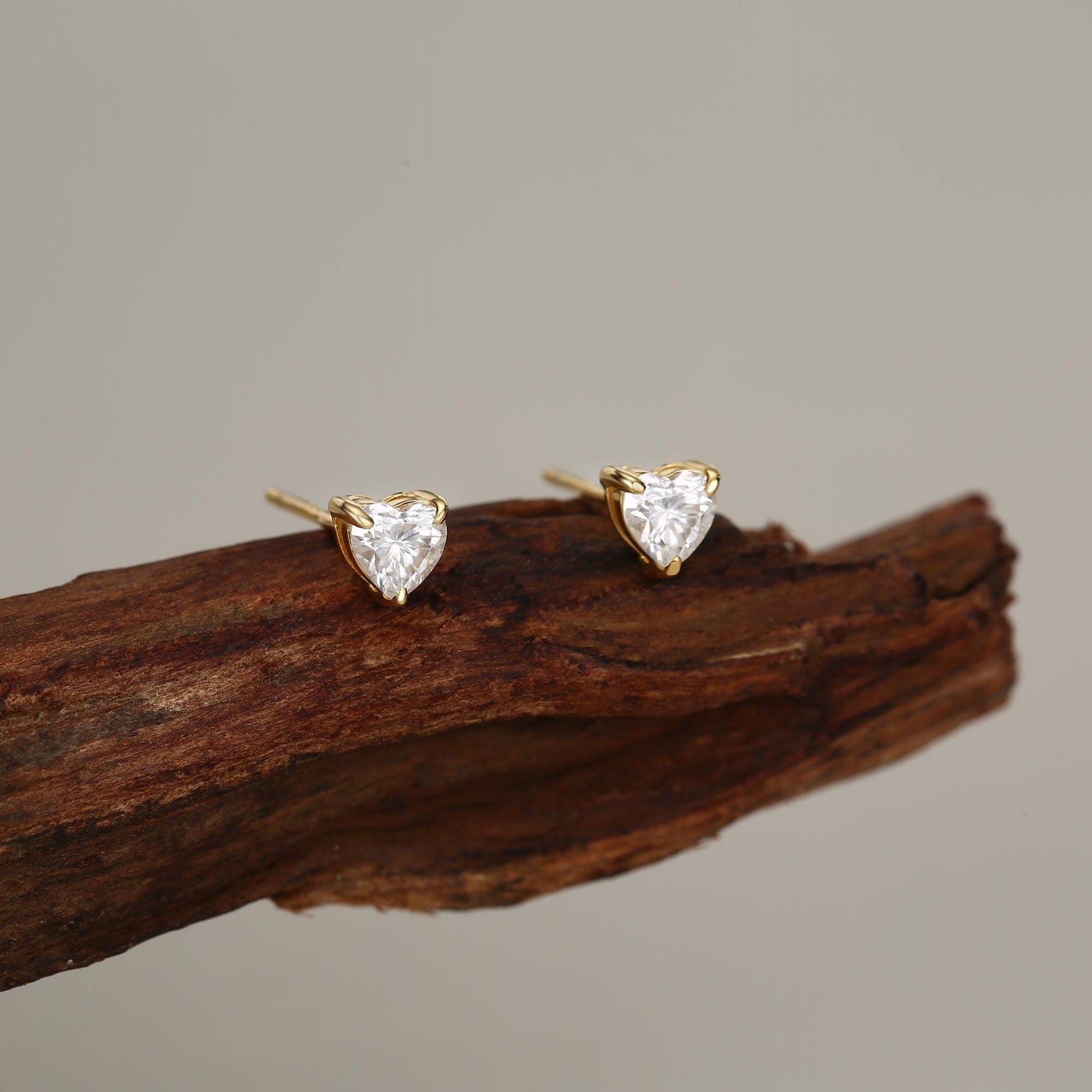 Sterling Silver 4MM Heart Moissanite Stud Earrings