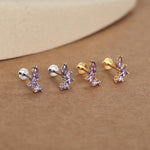 Sterling Silver Purple CZ Marquise Cluster 16G Flat Back Earrings