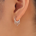 Sterling Silver Rhombus Charm Huggie Hoops, Silver, Gold or Rose Gold, Tassle Charm Huggie Hoops, Geometric Hoop Earrings