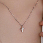 Tiny Cactus Pendant Necklace