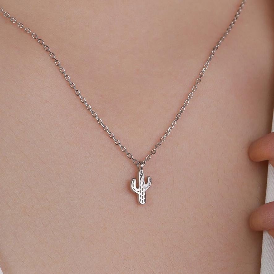 Tiny Cactus Pendant Necklace