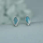 Enamel Beech Leaf Stud Earrings in Sterling Silver, Petite Beech Leaf Earrings, Small Leaf Stud, Nature Inspired