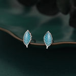 Enamel Beech Leaf Stud Earrings in Sterling Silver, Petite Beech Leaf Earrings, Small Leaf Stud, Nature Inspired
