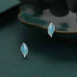 Enamel Beech Leaf Stud Earrings in Sterling Silver, Petite Beech Leaf Earrings, Small Leaf Stud, Nature Inspired