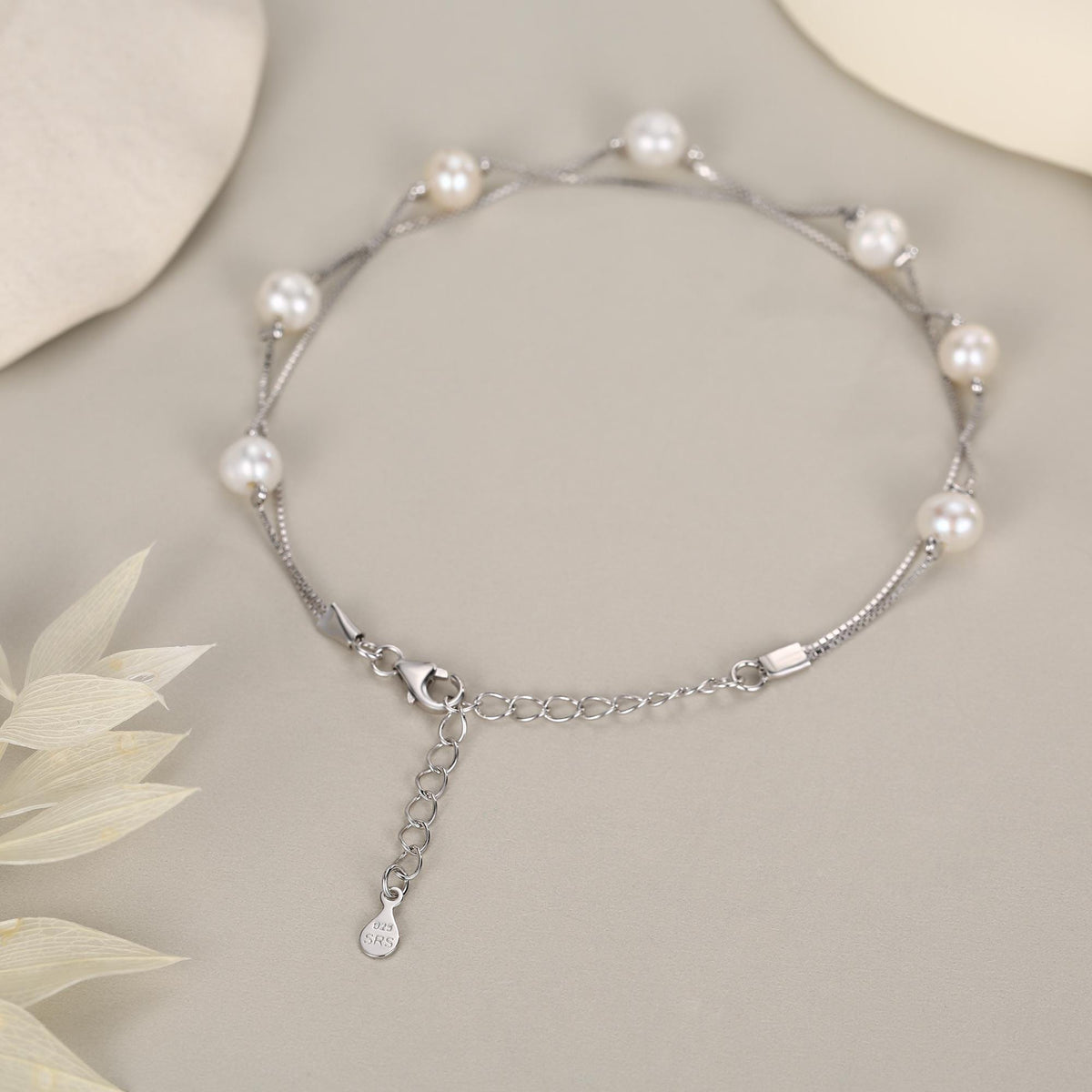 Double Layer Baroque Pearl Station Bracelet
