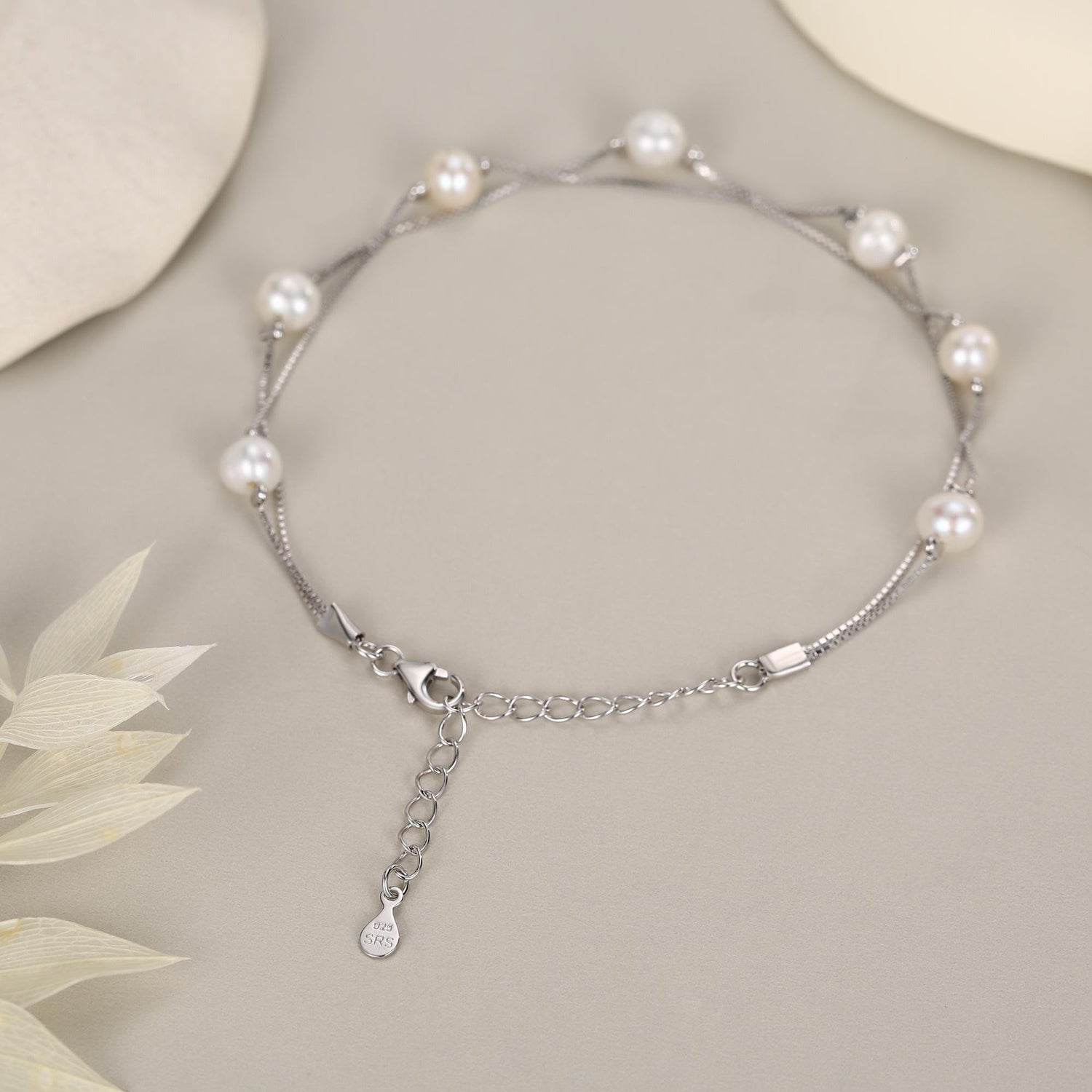 Double Layer Baroque Pearl Station Bracelet