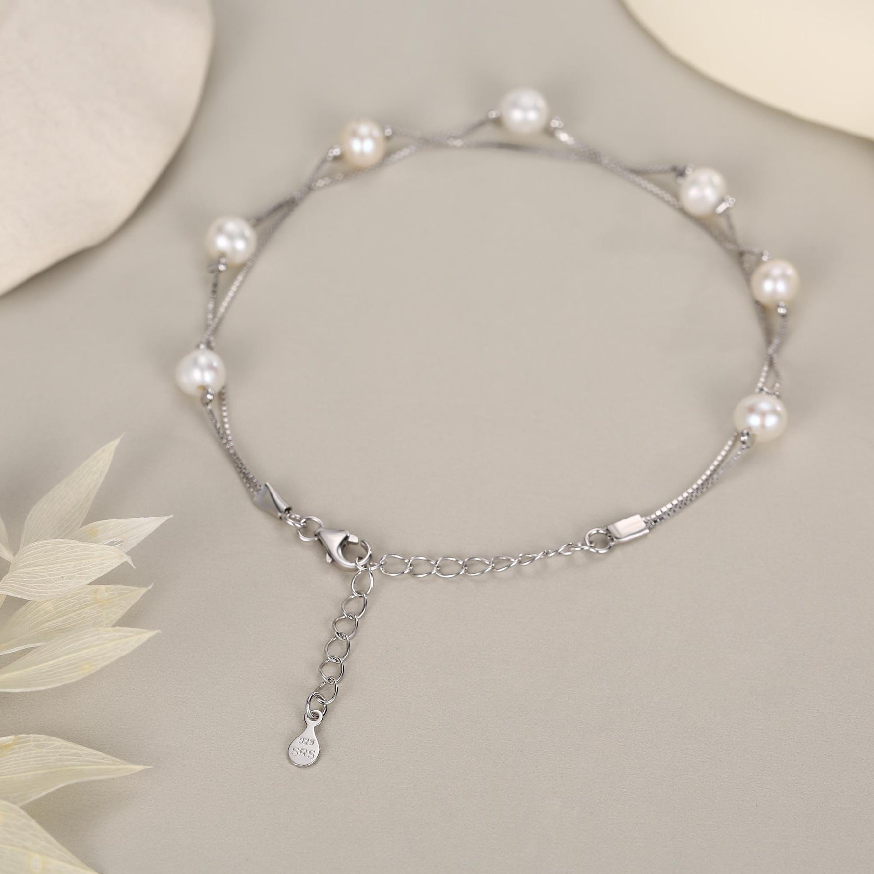 Double Layer Baroque Pearl Station Bracelet