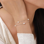 Double Layer Baroque Pearl Station Bracelet