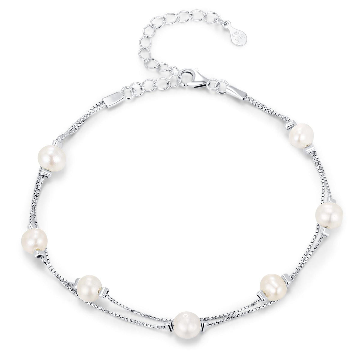 Double Layer Baroque Pearl Station Bracelet