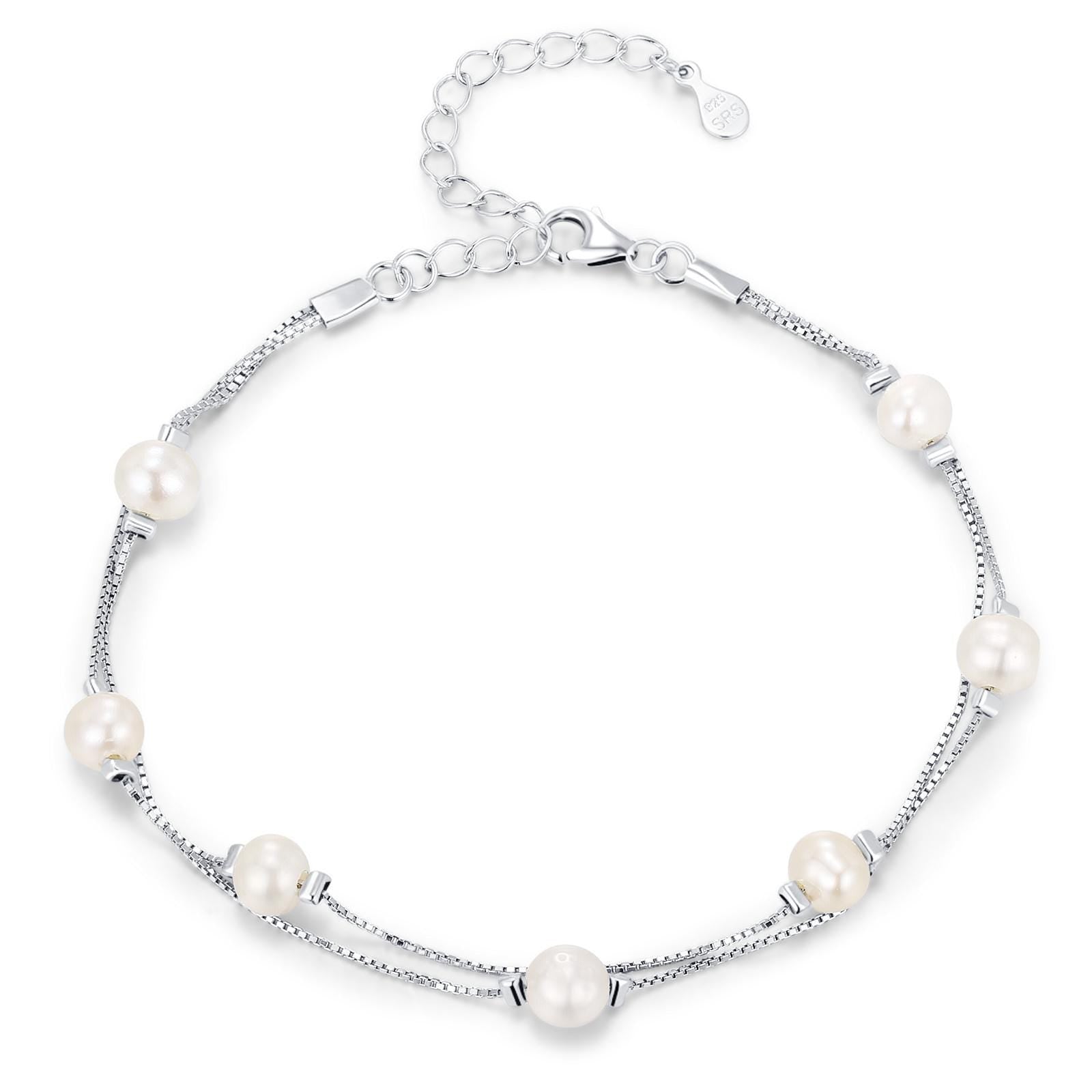 Double Layer Baroque Pearl Station Bracelet