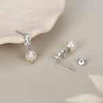 Marquise CZ Pair with Baroque Pearl Dangle Earrings in Sterling Silver, Delicate Keshi Pearl Drop Earrings, Genuine Freshwater Pearls