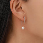 Sterling Silver Natural Freshwater Pearl and Chain Earrings, Baroque Pearl Ear Jacket