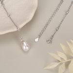 Natural Freshwater Pearl Lariat Pendant Necklace in Sterling Silver, Silver or Gold, Minimalist Genuine Freshwater Pearl Y Shape Necklace
