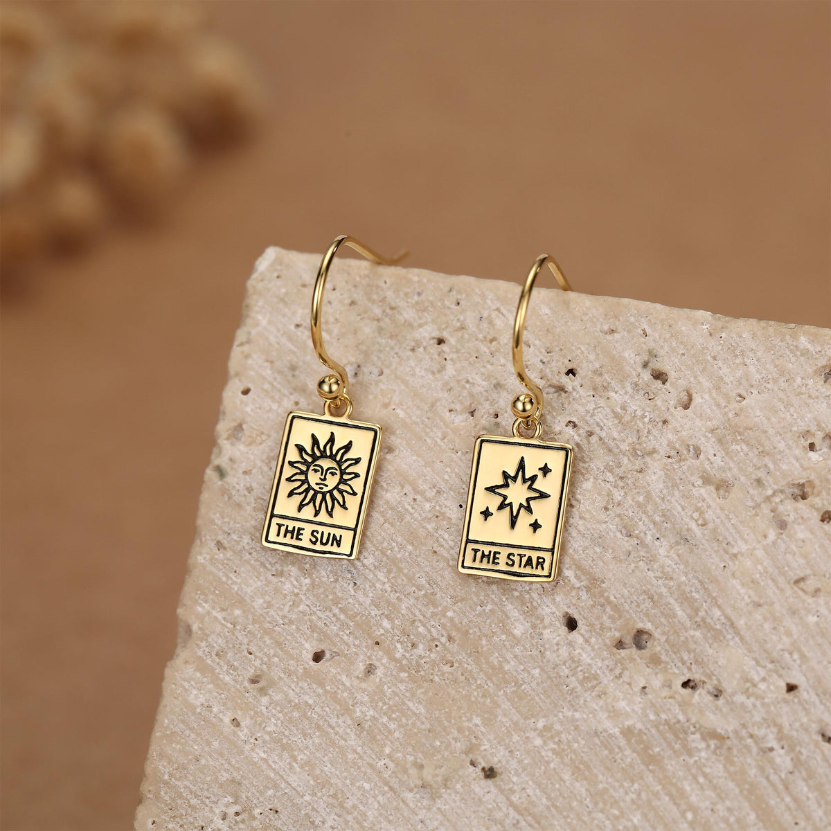 Sun and Star Tarot Card Hook Earrings