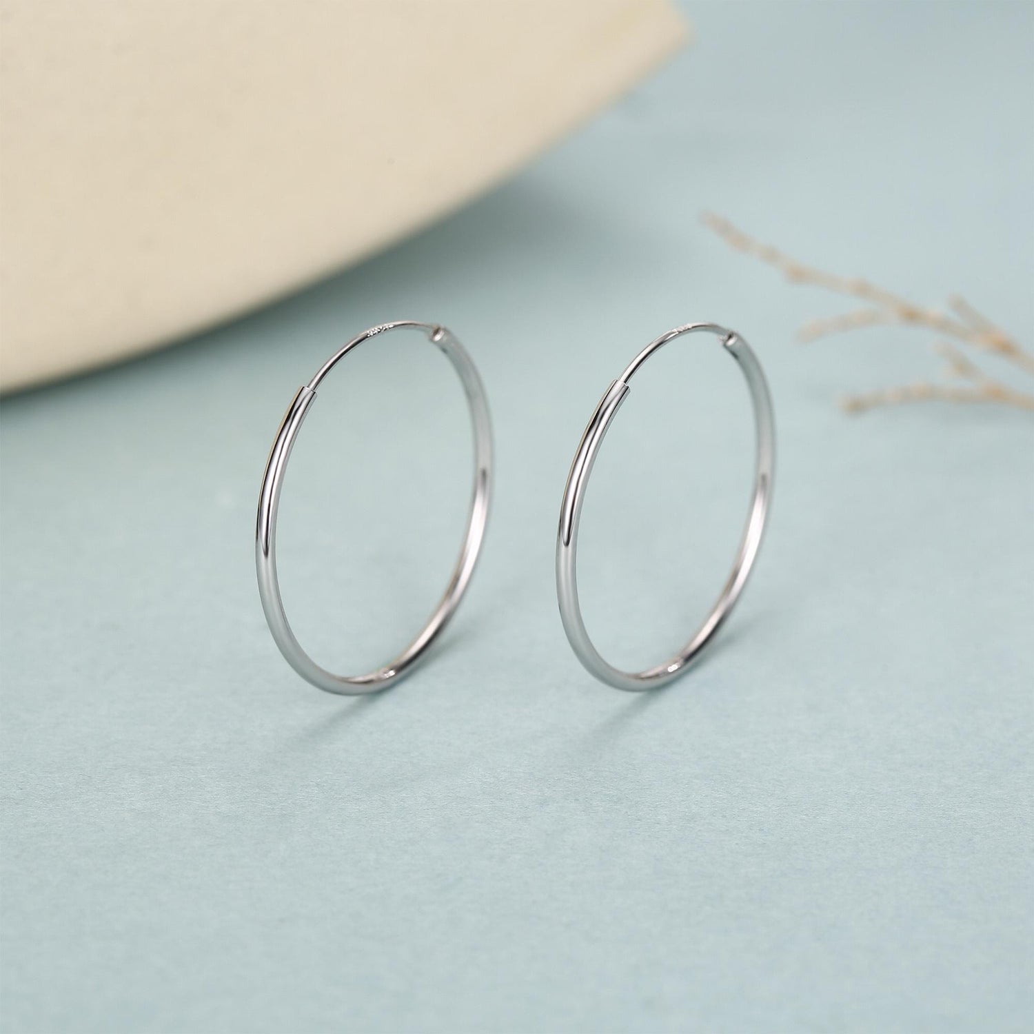 Sterling Silver Extra Skinny Large Hoop Earrings