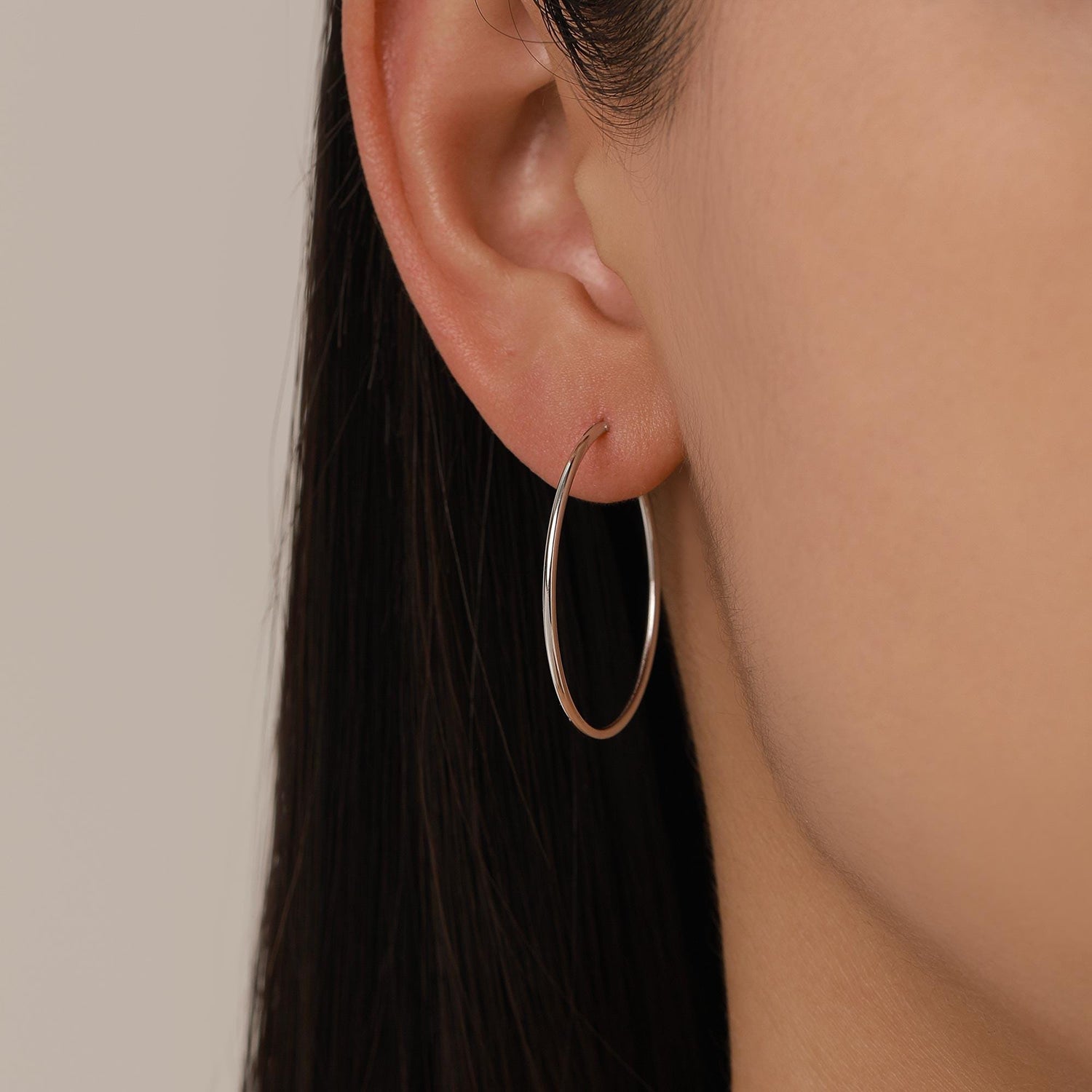 Sterling Silver Extra Skinny 28mm Large Hoop Earrings