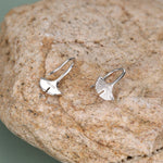 Tiny Ginkgo Leaf Drop Hook Earrings in Sterling Silver, Silver, Gold or Rose Gold, Small Leaf Earrings, Cute Leaf Earrings