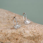 Tiny Ginkgo Leaf Drop Hook Earrings in Sterling Silver, Silver, Gold or Rose Gold, Small Leaf Earrings, Cute Leaf Earrings
