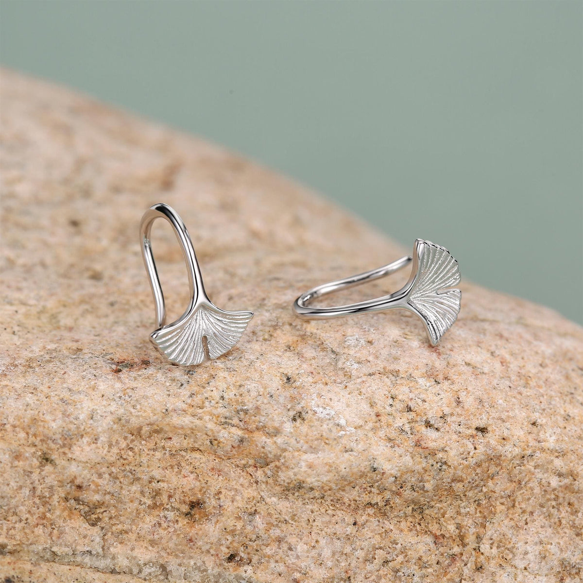 Tiny Ginkgo Leaf Drop Hook Earrings in Sterling Silver, Silver, Gold or Rose Gold, Small Leaf Earrings, Cute Leaf Earrings