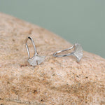 Tiny Ginkgo Leaf Drop Hook Earrings in Sterling Silver, Silver, Gold or Rose Gold, Small Leaf Earrings, Cute Leaf Earrings