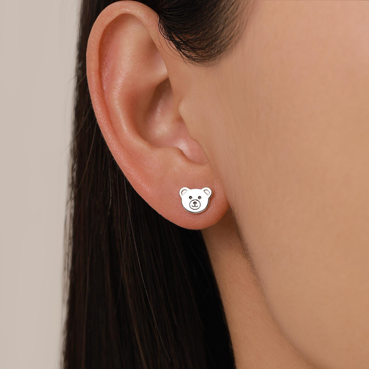 Teddy Bear Stud Earrings in Sterling Silver, Silver or Gold, Cute Gift, Teddy Earrings