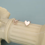 Mismatched Heart Small Stud Earrings in Sterling Silver, Asymmetric Open Heart Stud Earrings, Gold, Silver and Rose Gold