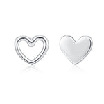 Mismatched Heart Small Stud Earrings in Sterling Silver, Asymmetric Open Heart Stud Earrings, Gold, Silver and Rose Gold