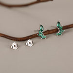 Emerald Green CZ Marquise Cluster Stud Earrings in Sterling Silver, Silver or Gold, Marquise Earrings, CZ Wing Earrings, Mini Crawler