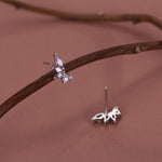 Amethyst Purple CZ Marquise Cluster Stud Earrings in Sterling Silver, Silver or Gold, Marquise Earrings, CZ Wing Earrings, Mini Crawler